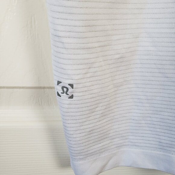 Lululemon Mens Metal Vent tech Striped short sleeve top White Size M Athletic - Picture 6 of 7